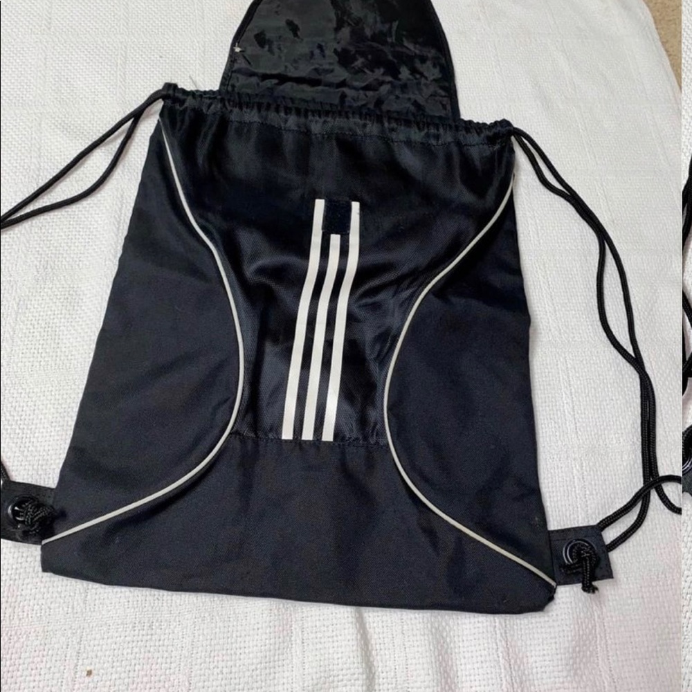 Adidas Sackpack Black White Drawstring Backpack B… - image 2
